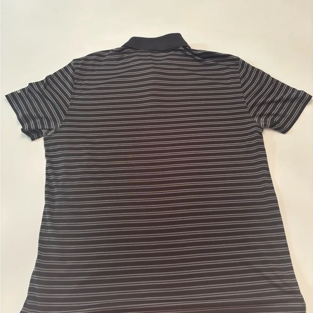 IZOD Golf Polo Shirt XL Black Gray Stripe Performance Stretch Short Sleeve